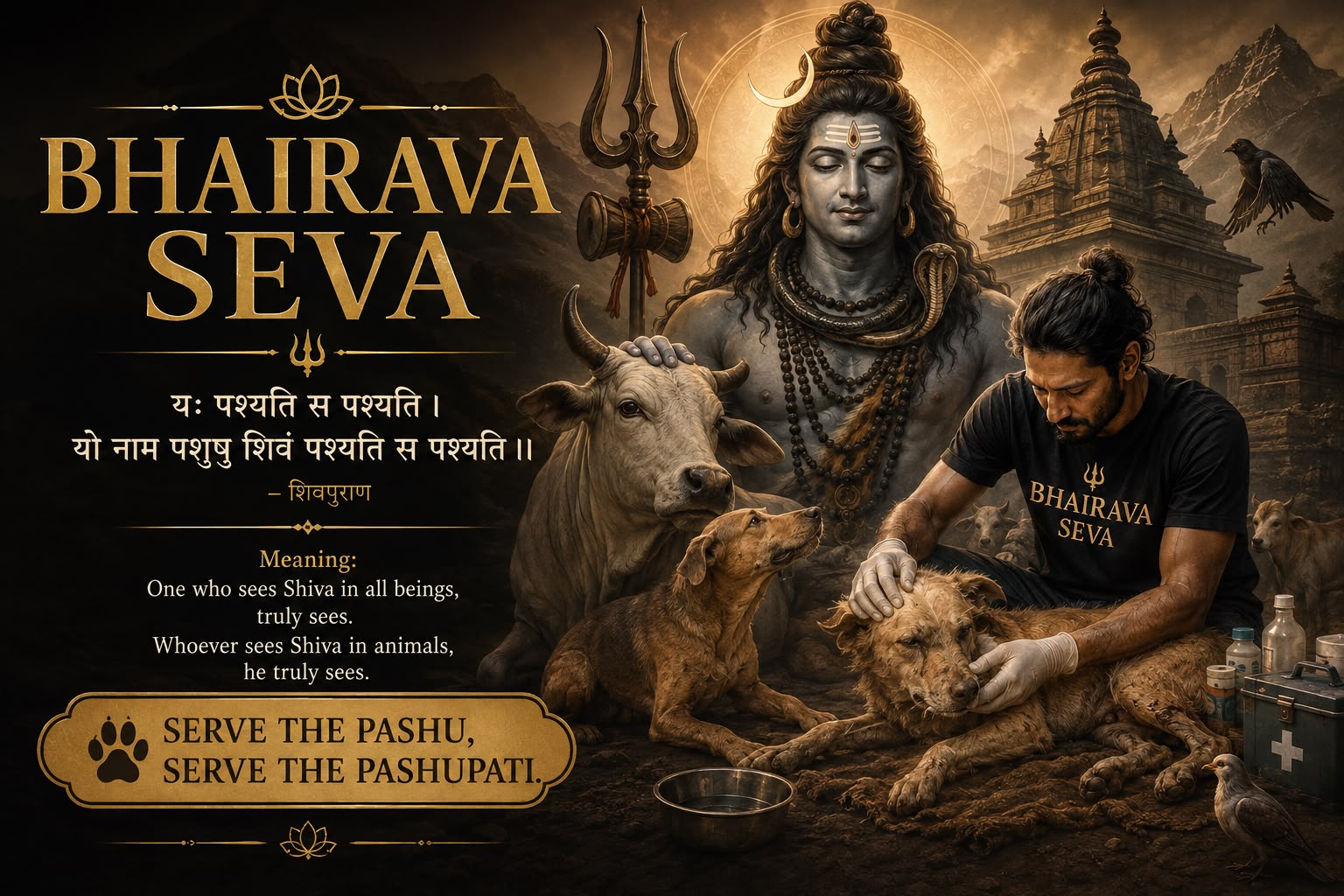 Rescue and care for animals in Bhairava seva.