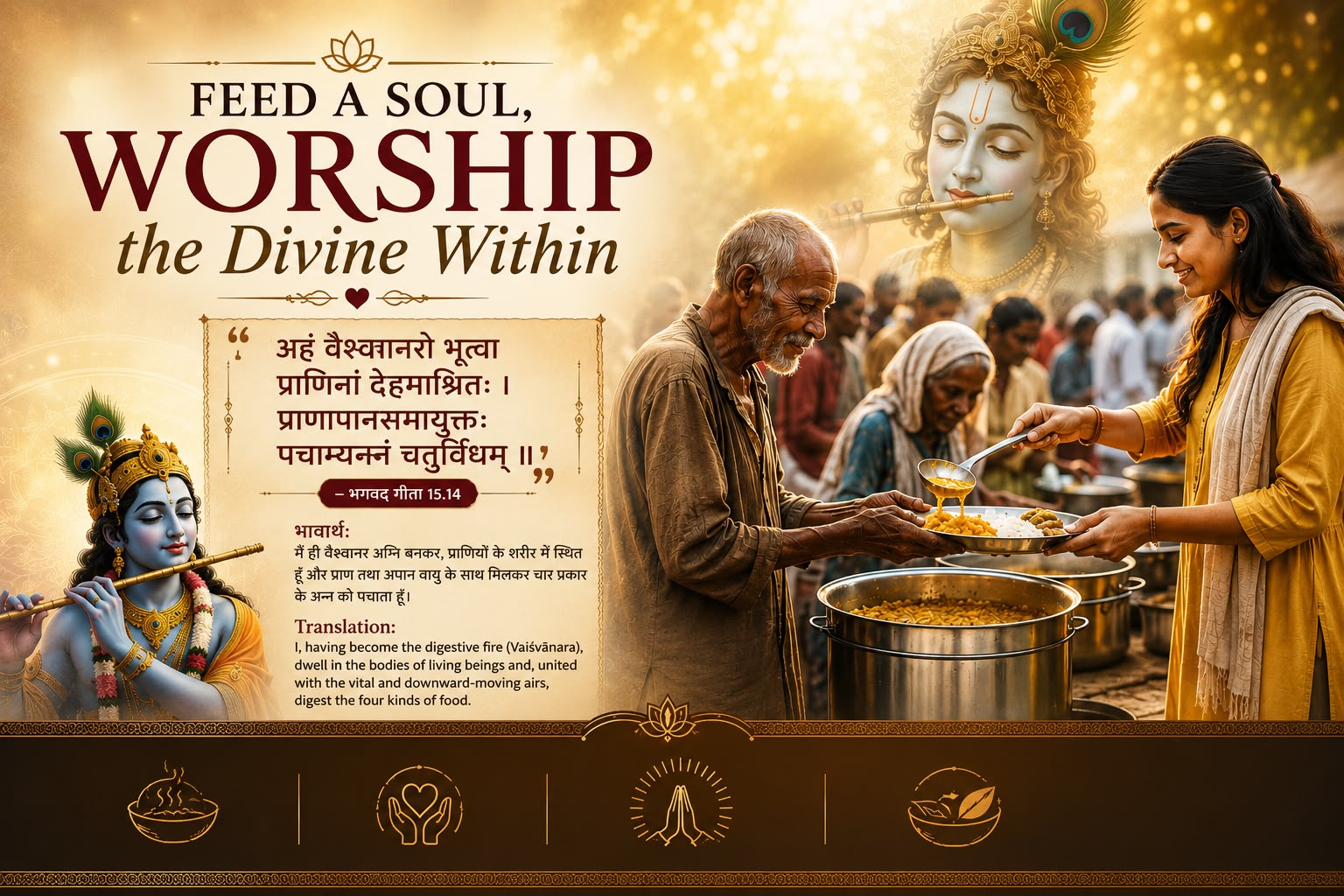 Annadanam seva — nourishing meals offered with devotion.