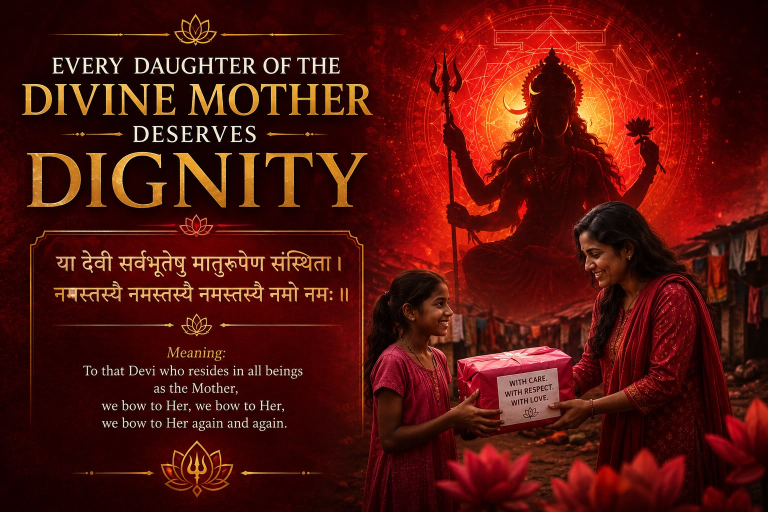 Support for dignified menstrual care for young girls.